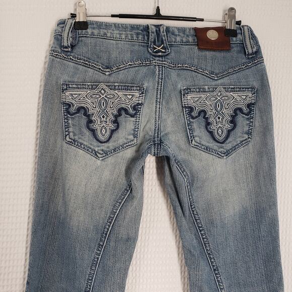Antik Denim Jeans Womens 26 Blue Low Rise Skinny Embroidered Button Fly Western - Picture 1 of 16